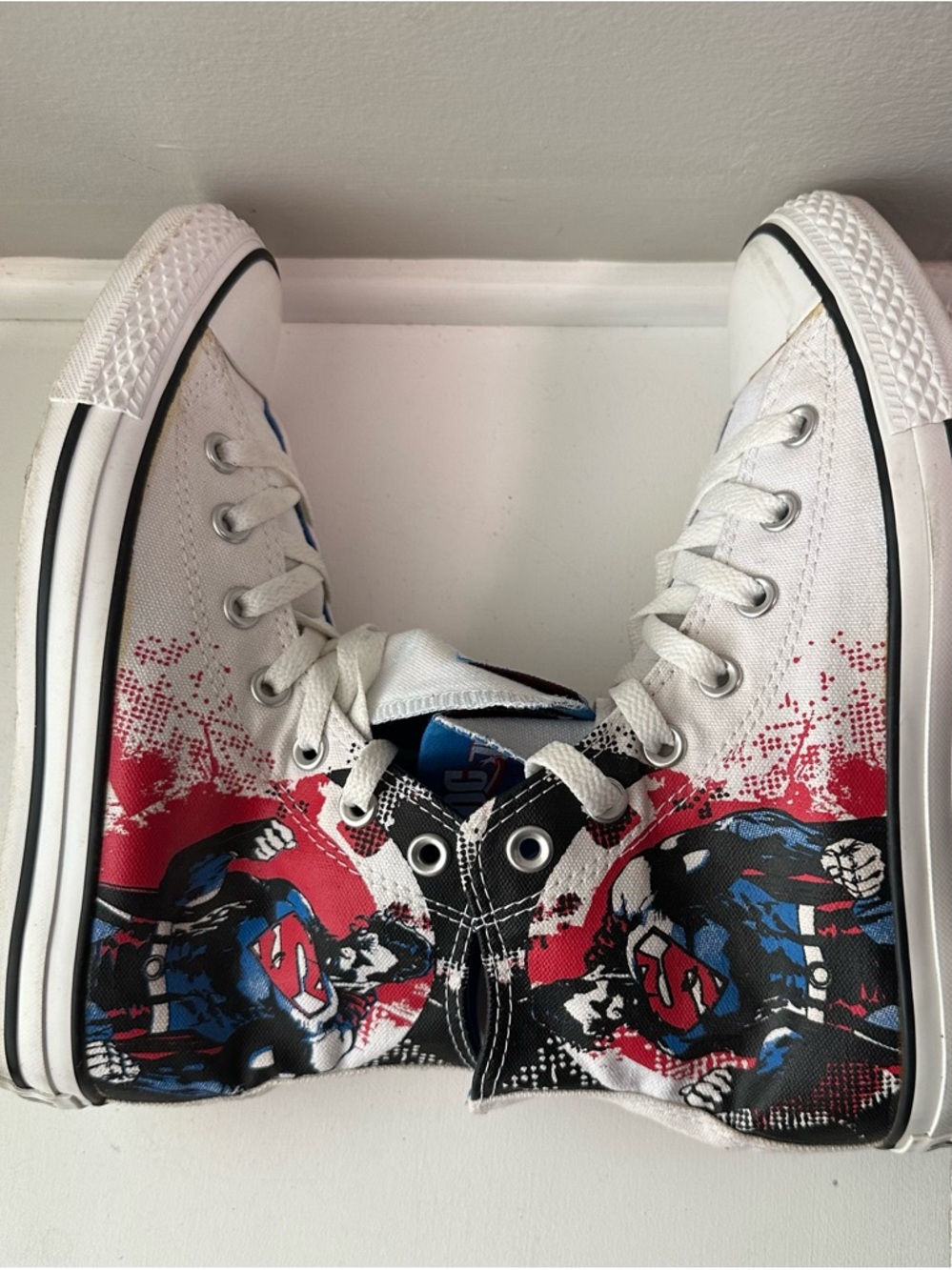 Converse White, Red & Blue Superman High-Top Sneakers - Picture 6 of 7